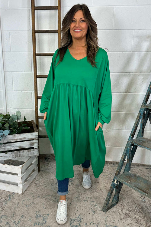 Made in Italy Eliza Cotton Dress Emerald | Kit and Kaboodal Made in Italy Eliza Cotton Dress Emerald | Kit and Kaboodal