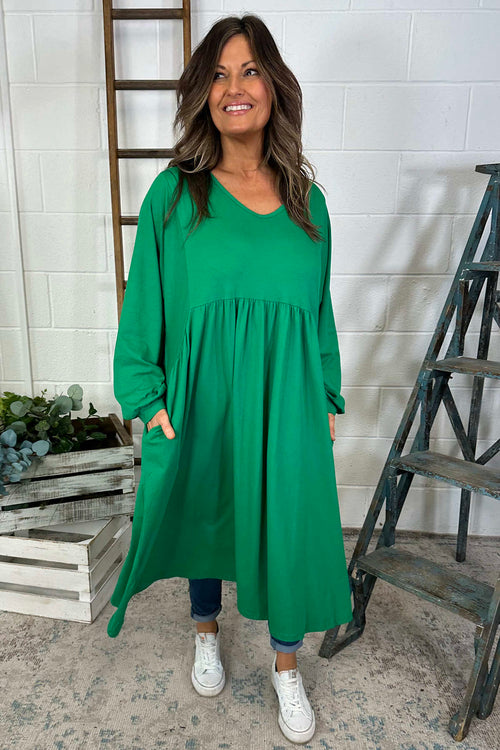 Made in Italy Eliza Cotton Dress Emerald | Kit and Kaboodal Made in Italy Eliza Cotton Dress Emerald | Kit and Kaboodal