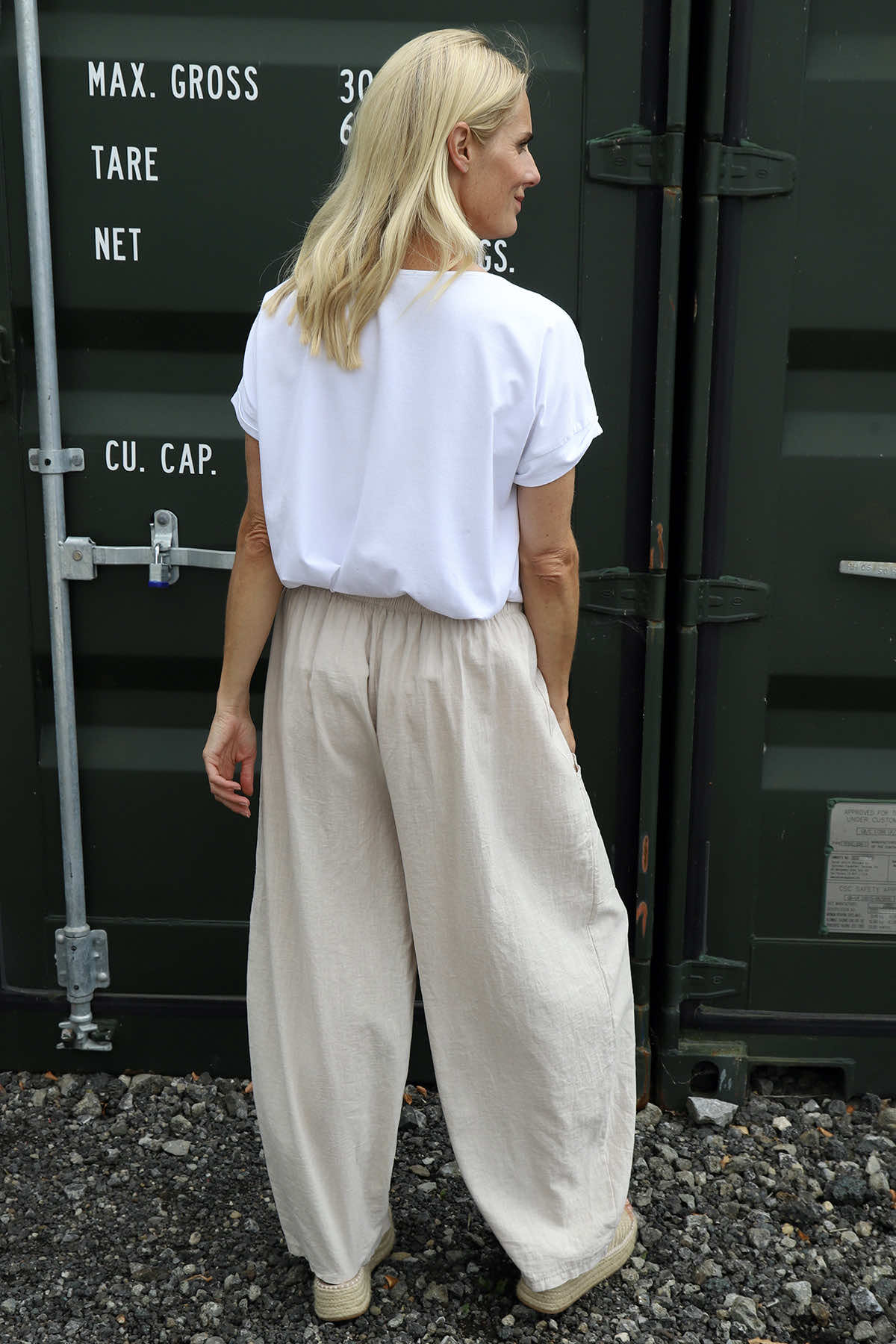 Clarisse Button Pocket Linen Trousers Stone