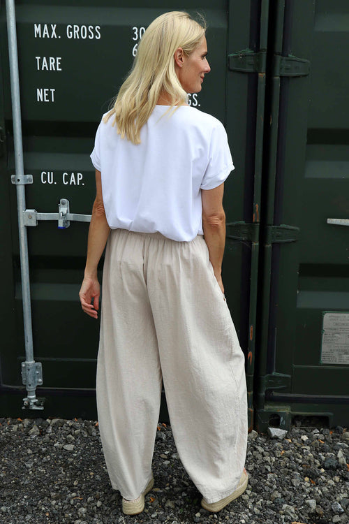 Clarisse Button Pocket Linen Trousers Stone - Image 4