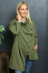 Damaris Asymmetric Button Cotton Top Khaki