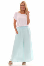 Brietta Linen Trousers Mint Mint - Brietta Linen Trousers Mint