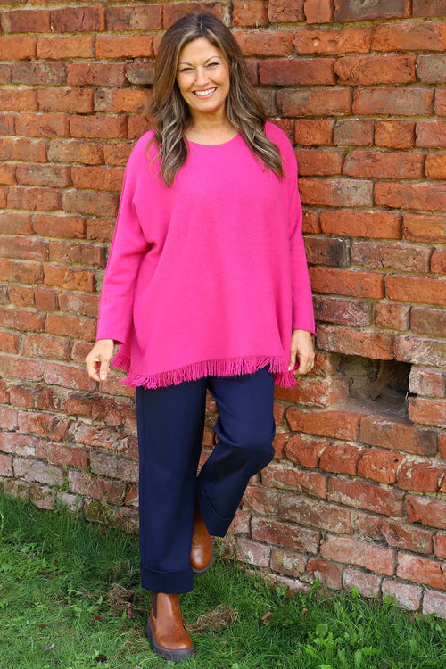 Sally Fringe Hem Jumper Fuchsia - Image 1