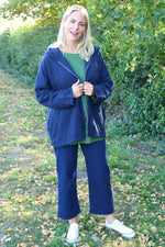 Colleen Cotton Zip Hooded Jacket Navy Navy - Colleen Cotton Zip Hooded Jacket Navy