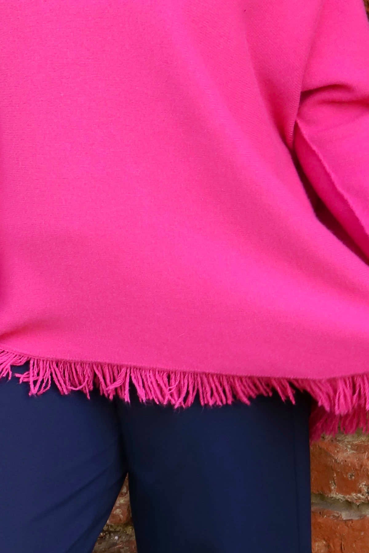 Sally Fringe Hem Jumper Fuchsia