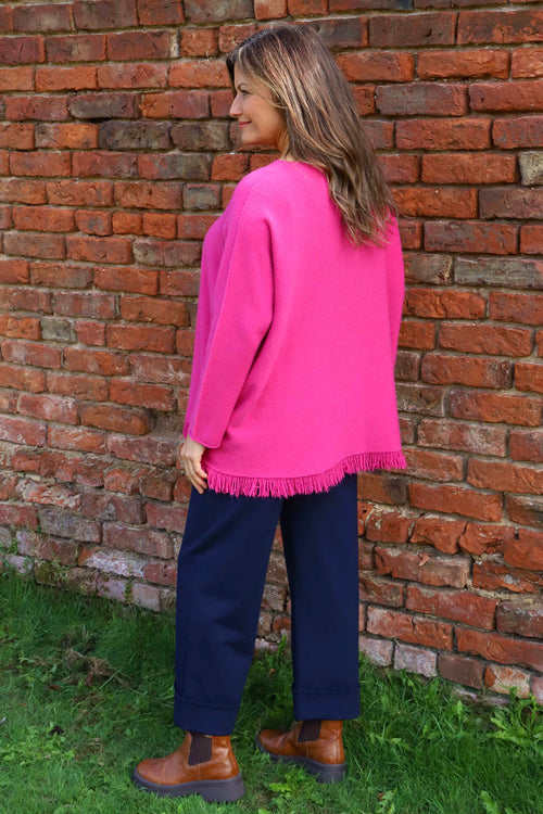 Sally Fringe Hem Jumper Fuchsia - Image 4