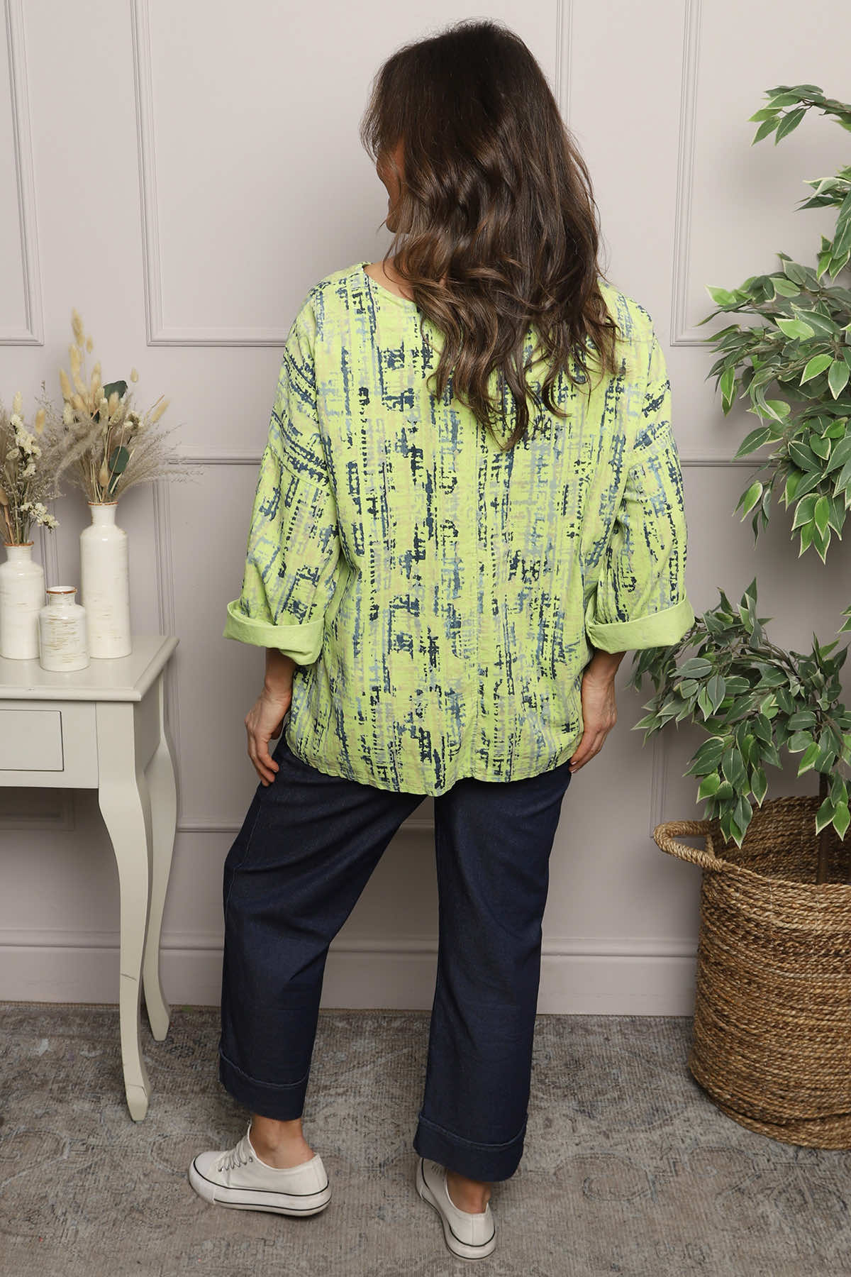 Danita Print Needlecord Top Green