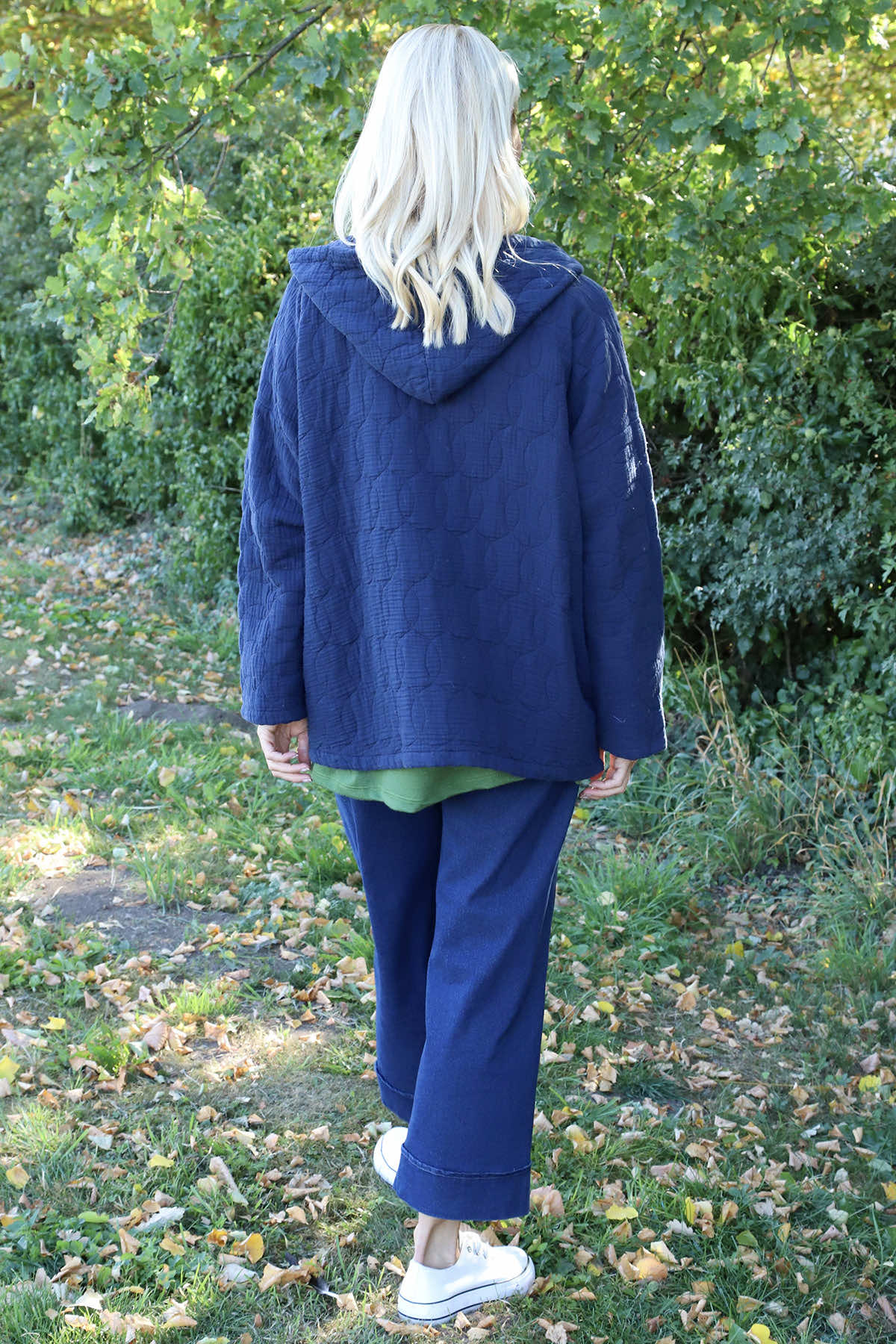 Colleen Cotton Zip Hooded Jacket Navy