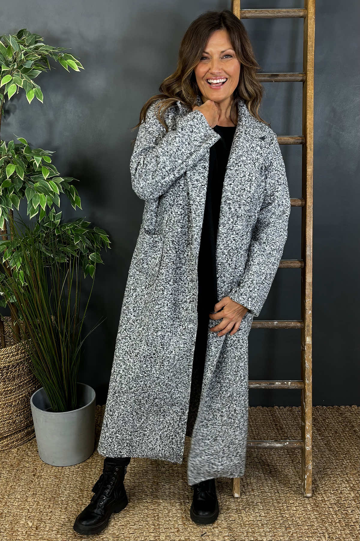 Lexie Boucle Fleck Coat Grey