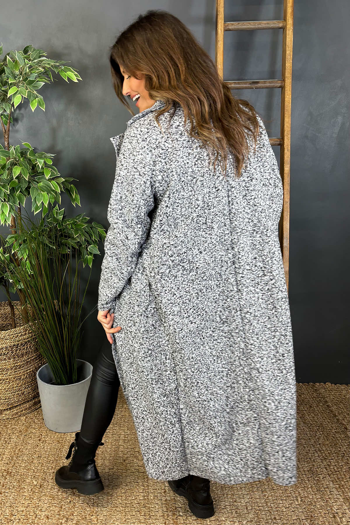 Lexie Boucle Fleck Coat Grey