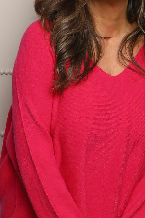 Lynna V-Neck Jumper Fuchsia - Image 3