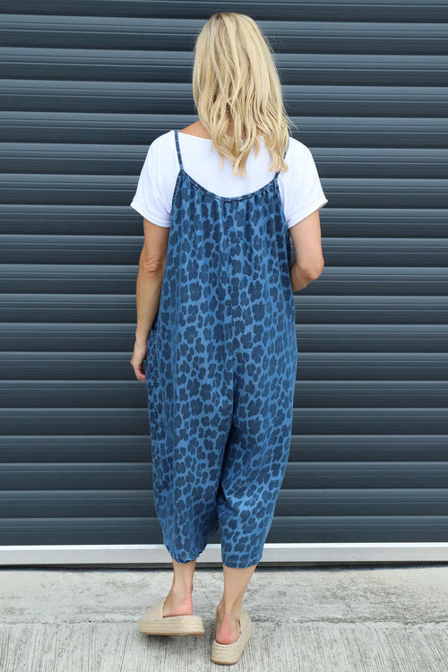 Aviva Leopard Print Denim Jumpsuit Mid Denim - Image 4