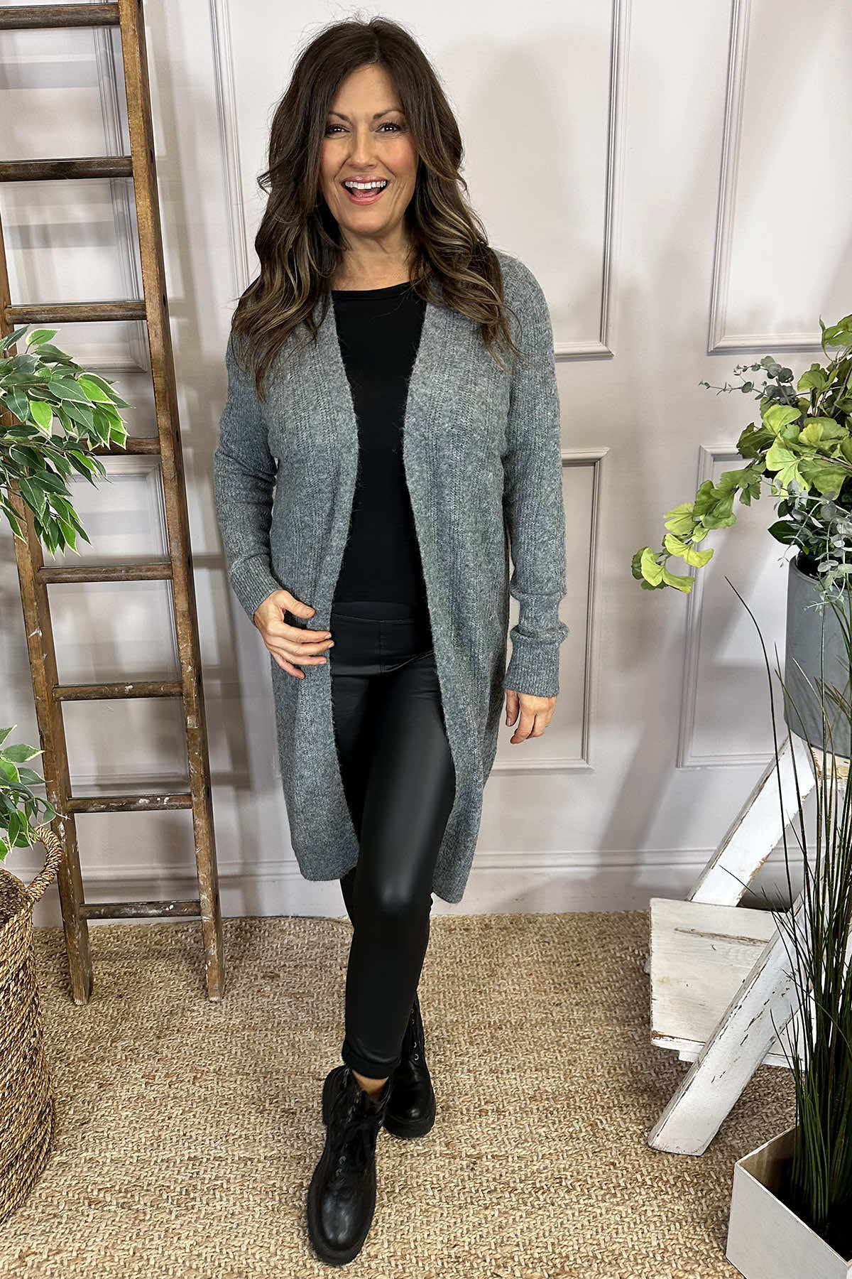 Donna Knit Cardigan Mid Grey