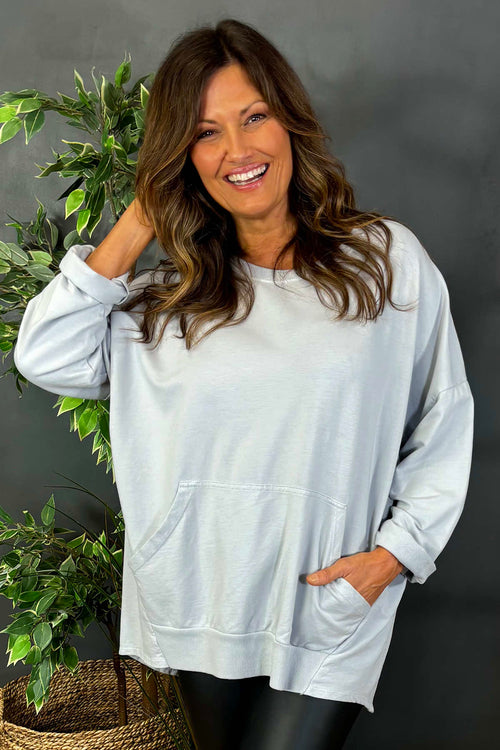 Samantha Pocket Cotton Top Grey - Image 2