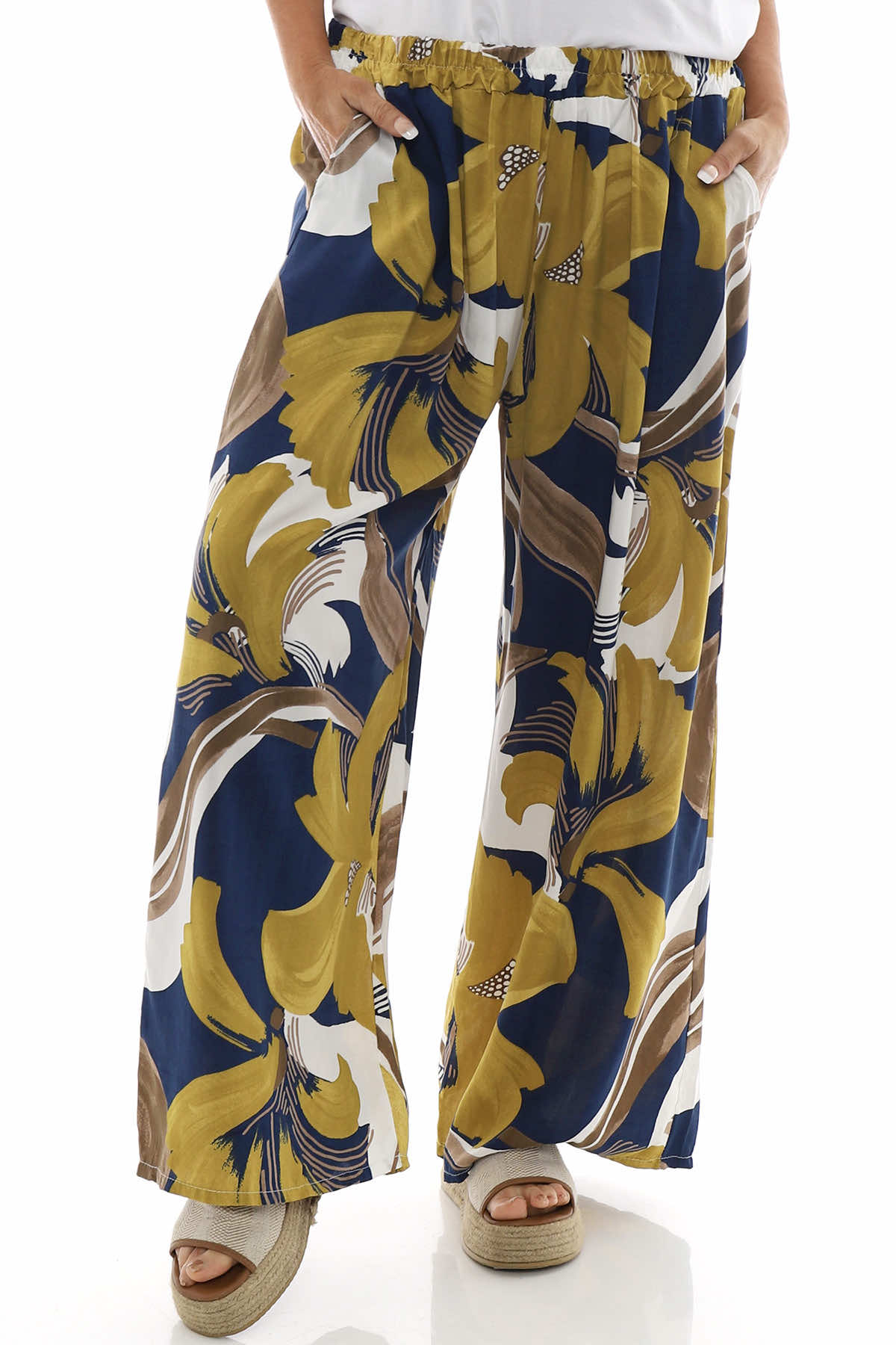 Louella Print Trousers Navy