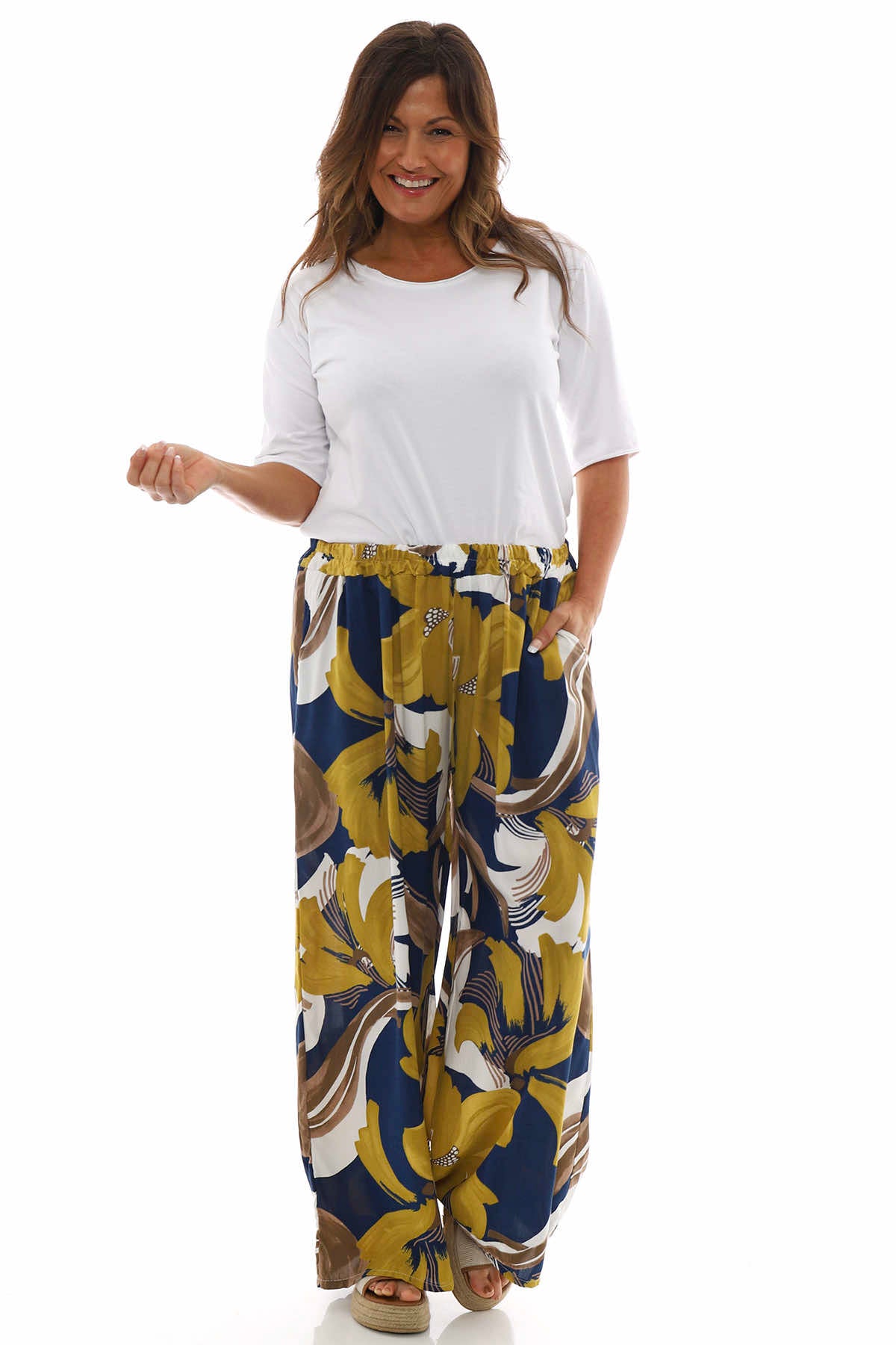 Louella Print Trousers Navy