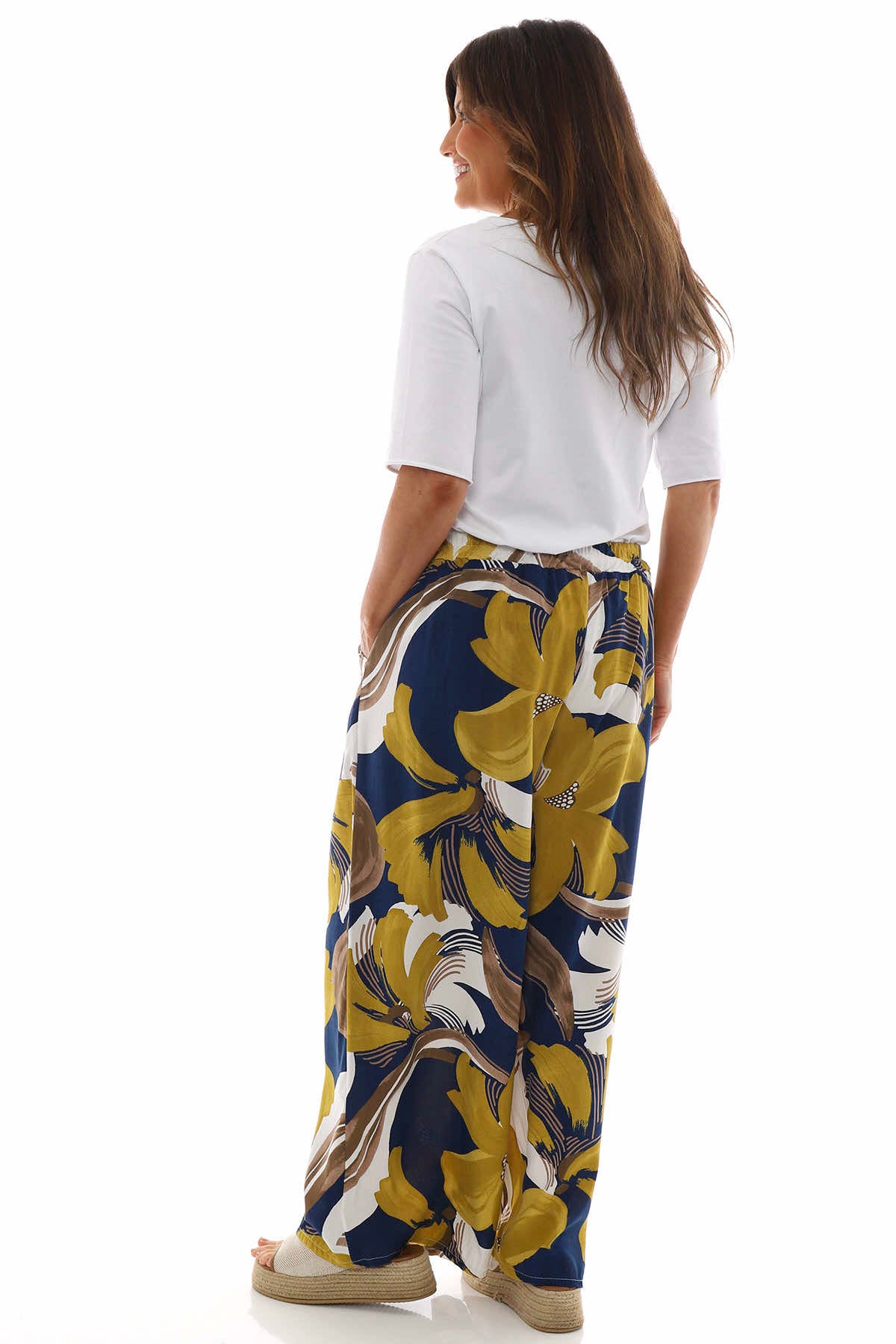 Louella Print Trousers Navy