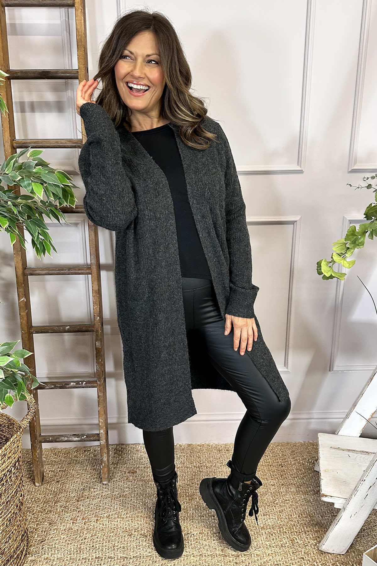 Donna Knit Cardigan Charcoal