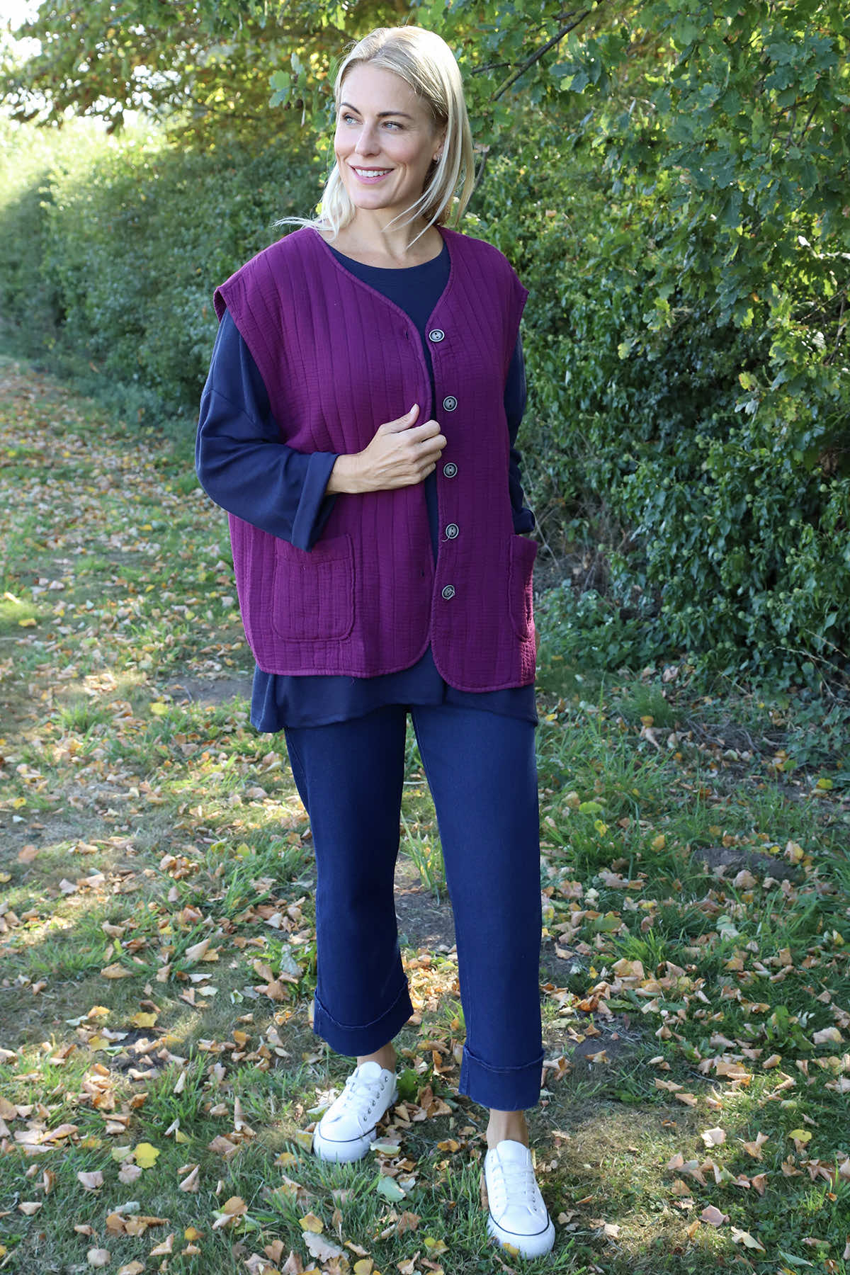 Agatha Cotton Padded Gilet Berry
