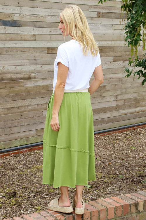 Sophia Belted Cotton Skirt Olive - Image 4