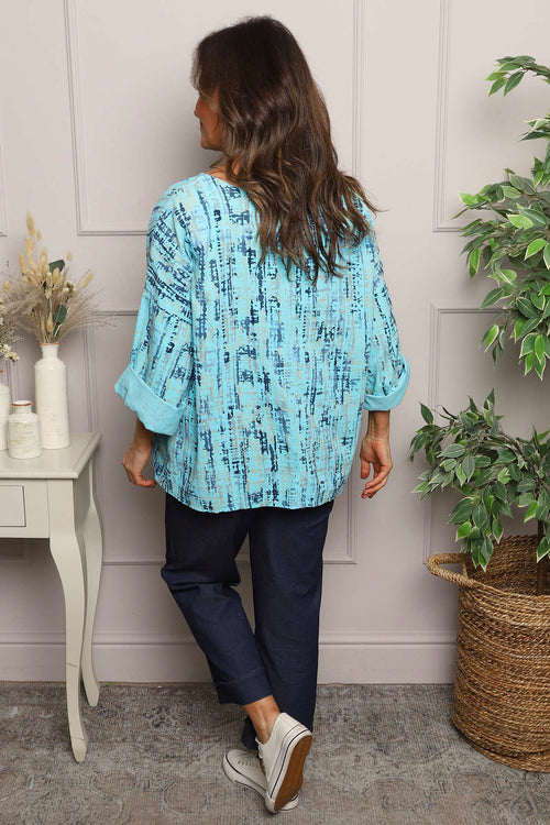 Danita Print Needlecord Top Kingfisher - Image 4