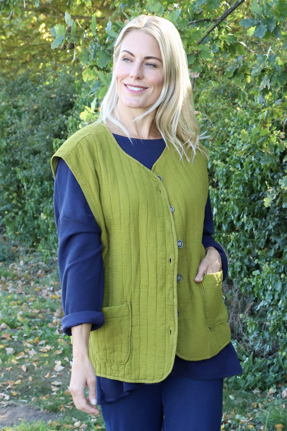Agatha Cotton Padded Gilet Moss