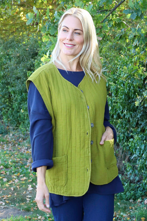 Agatha Cotton Padded Gilet Moss - Image 1