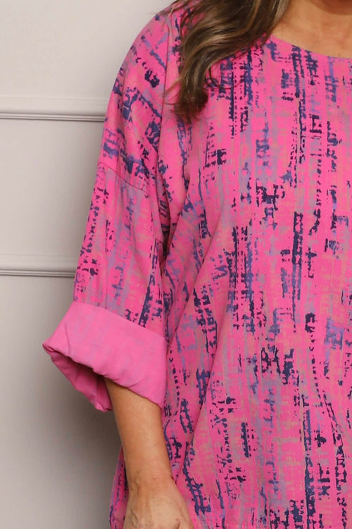 Danita Print Needlecord Top Fuchsia - Image 3