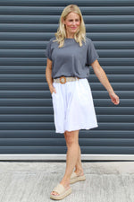 Avery Belted Linen Shorts White White - Avery Belted Linen Shorts White