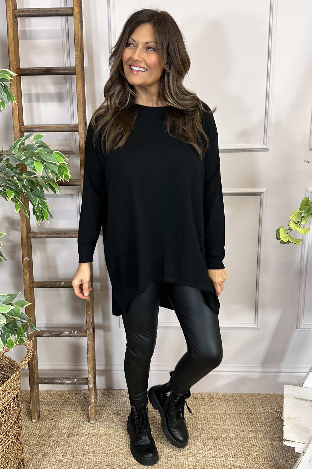 Celine Dipped Hemline Jumper Black