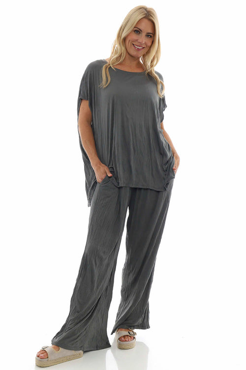 Sancha Crinkle Top Mid Grey - Image 7