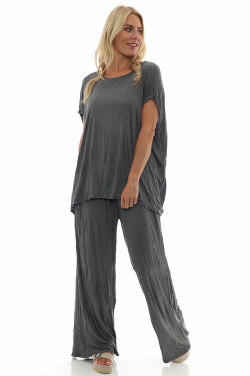 Sancha Crinkle Top Mid Grey - Image 3