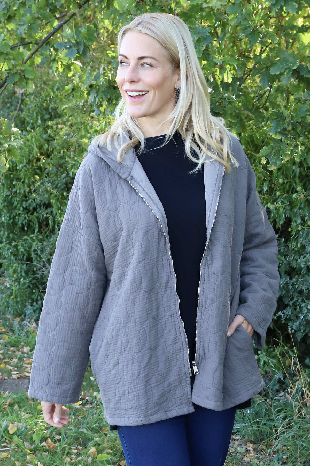 Colleen Cotton Zip Hooded Jacket Mocha