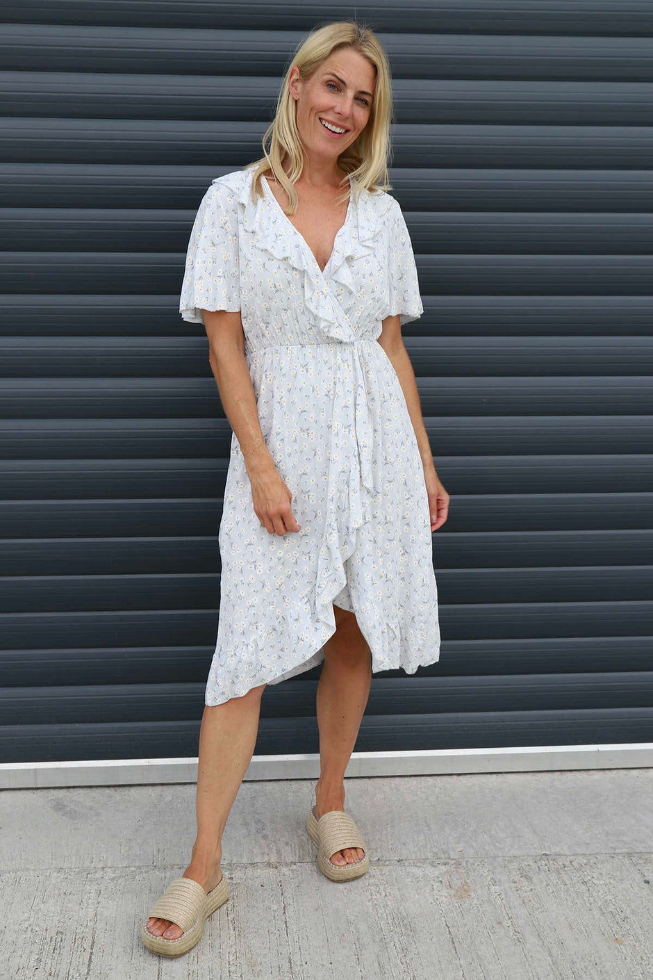 Etienne Floral Wrap Dress Grey