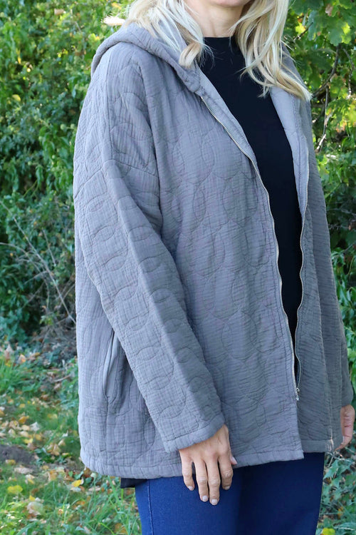 Colleen Cotton Zip Hooded Jacket Mocha - Image 3