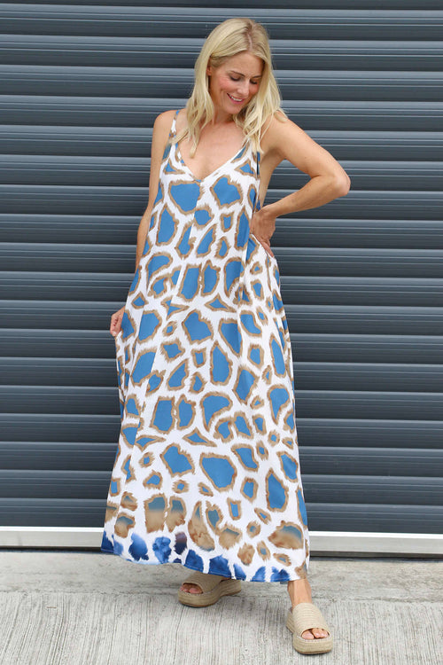 Tempany Print Strap Dress Blue - Image 3