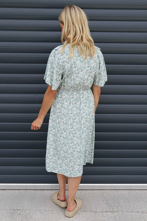 Etienne Floral Wrap Dress Sage Green - Image 4