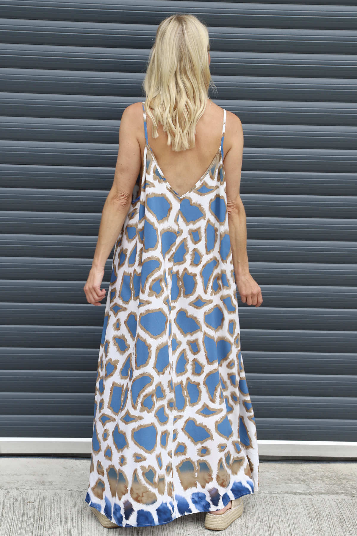 Tempany Print Strap Dress Blue