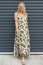 Tempany Print Strap Dress Khaki Khaki - Tempany Print Strap Dress Khaki