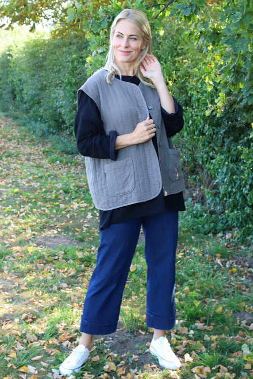 Agatha Cotton Padded Gilet Mocha - Image 2