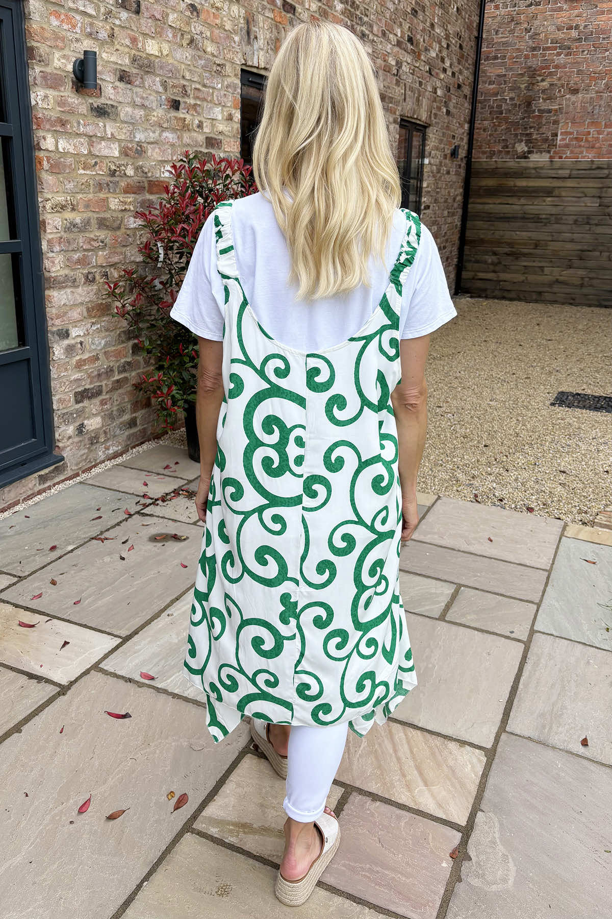 Flavia Pattern Sleeveless Dress Emerald