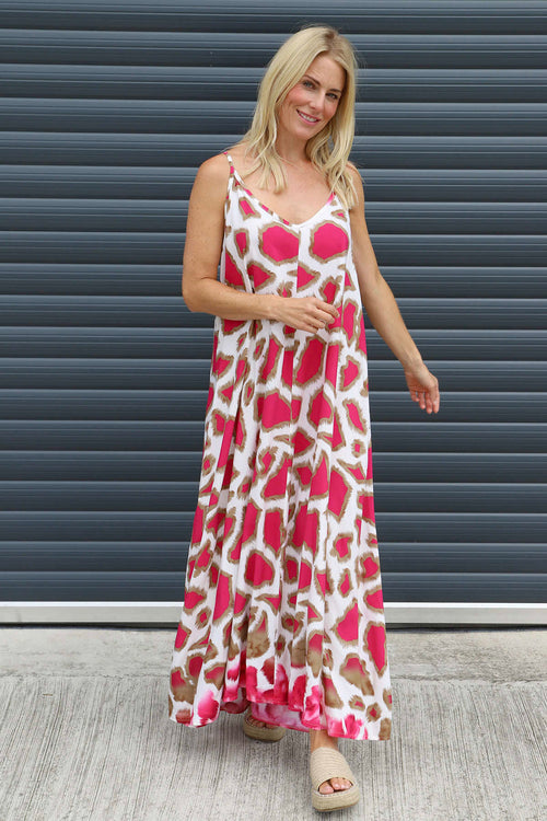 Tempany Print Strap Dress Fuchsia - Image 2