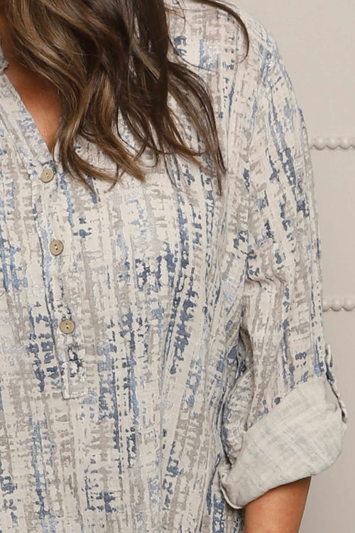 Glenna Print Cotton Top Stone - Image 3