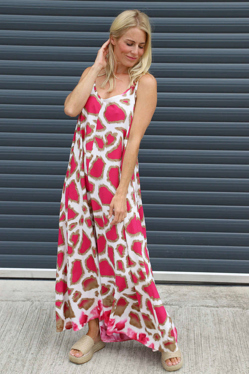Tempany Print Strap Dress Fuchsia - Image 3