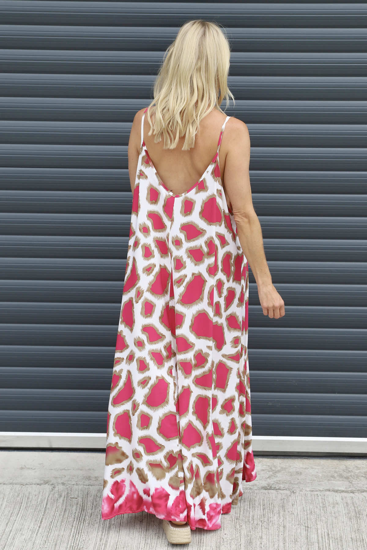 Tempany Print Strap Dress Fuchsia