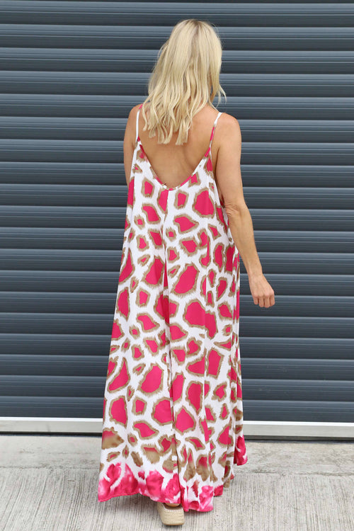 Tempany Print Strap Dress Fuchsia - Image 4