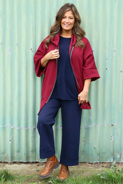 Marjorie Zip Hooded Jacket Wine