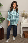 Glenna Pattern Cotton Top Sage Green