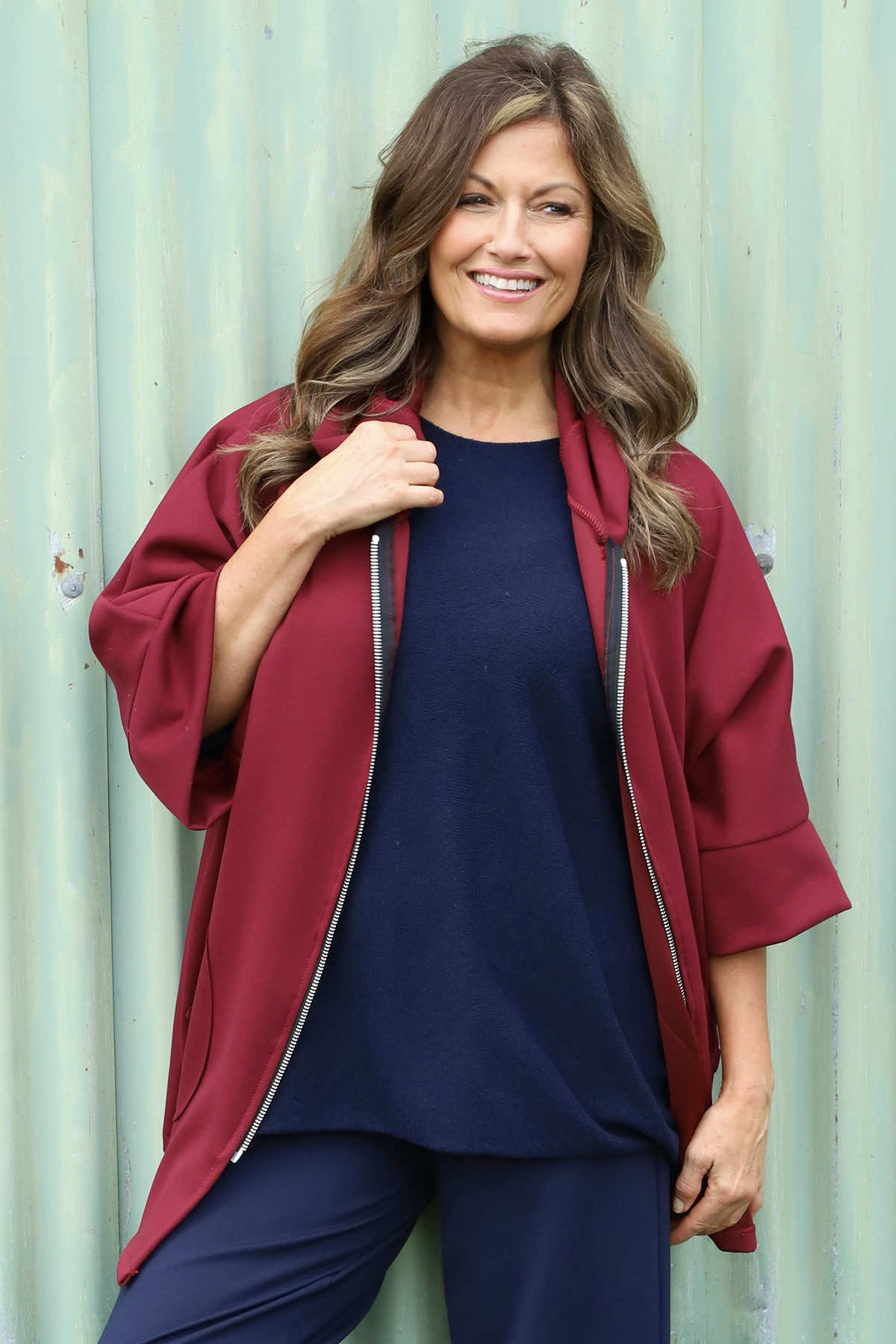 Marjorie Zip Hooded Jacket Wine