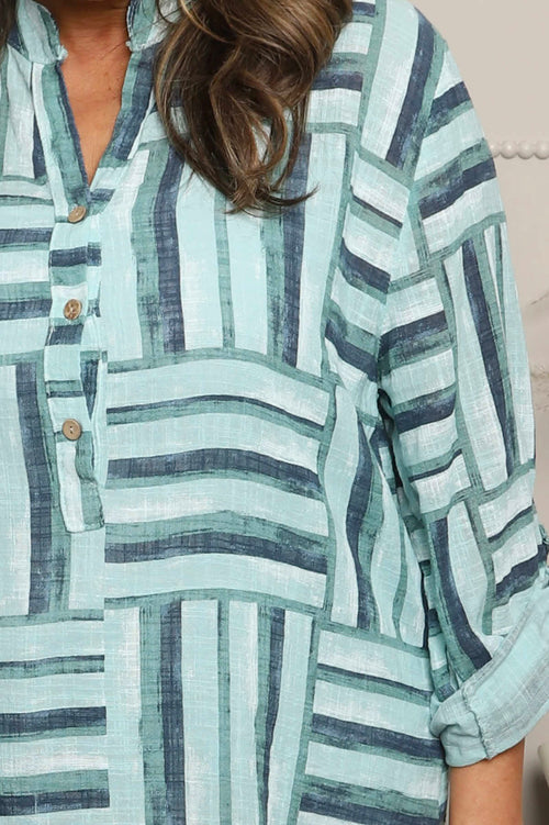 Glenna Pattern Cotton Top Sage Green - Image 3